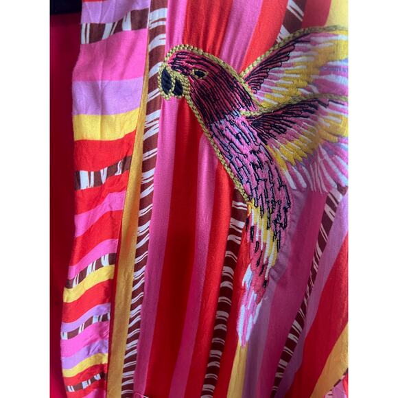 Farm Rio Anthropologie Lucy Stripe Embroidered Kimono Jacket cardigan size S - Picture 13 of 14